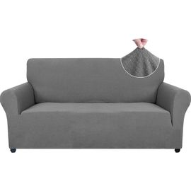 Housse De Canapé Avec Accoudoirs,Extensible Élastique Antidérapante Housse Canapé,Meubles Protection Chiens Cat,(Gris,3 Places)