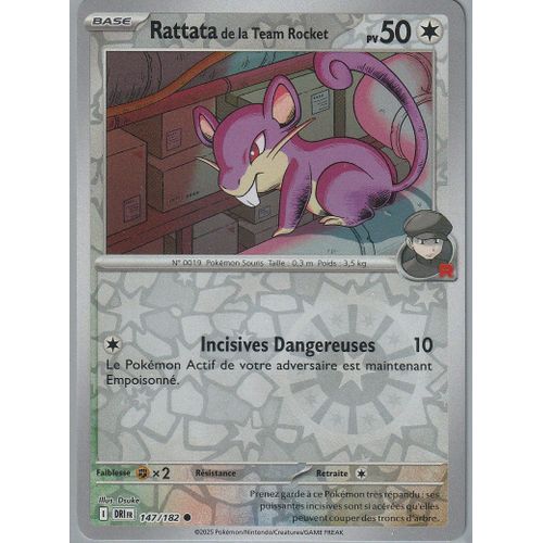 Carte Pokémon - Rattata De La Team Rocket - 147/182 - Reverse - Ev10 Rivalités Destinées