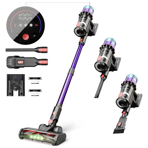Aspirateur Balai Sans Fil 550W/45Kpa,60Mins Aspirateur sans Fil,1,5 L,V22,pour Les Poils d'animaux/Sols Durs,Violet - Blossom
