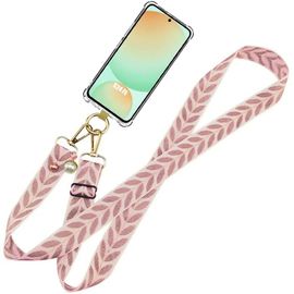Coque Pour Samsung Galaxy S24 Fe (Pas Pour S24) - Protection Renforcé Tpu Antichoc Transparent Avec Bandoulière Rose - E.F.Connection