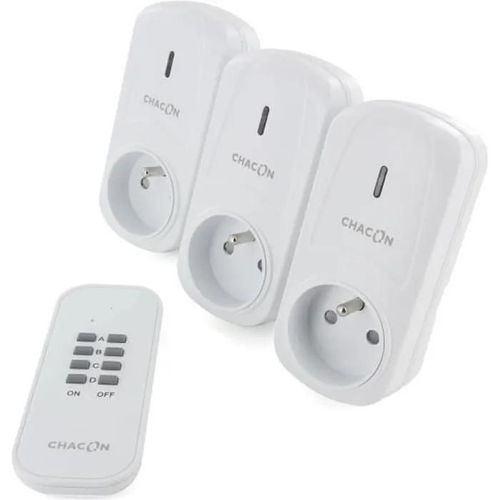 CHACON Set de 3 prises On-Off+ Telecommande 2000W - FR