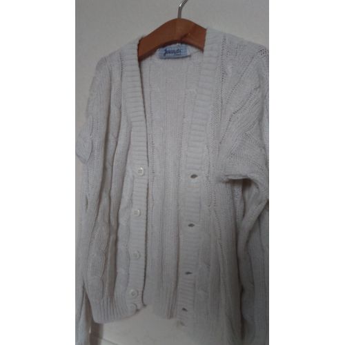 Joli Gilet Blanc Fille En Torsade &#34; Jacadi &#34; Taille 6 Ans Idée Cadeau