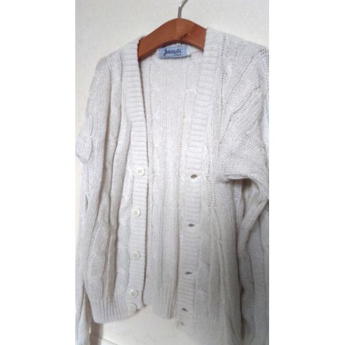 Joli Gilet Blanc Torsade En Coton &#34 Jacadi &#34 Taille 8 Ans