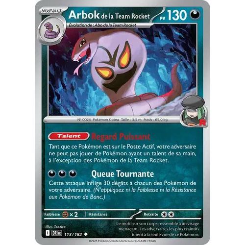 Carte Pokémon - Arbok De La Team Rocket - 113/182 - Ev10 Rivalités Destinées