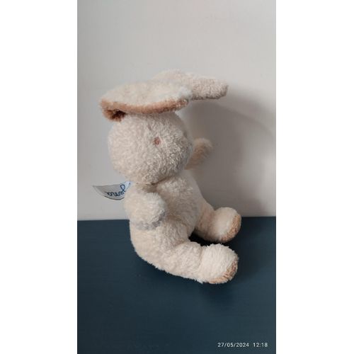 Petit Doudou Lapin Assis Beige Et Marron Ajena