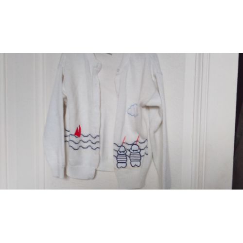 Joli Gilet Fille Blanc Style Marin &#34 Jacadi &#34 Taille 6 Ans Idee Cadeau