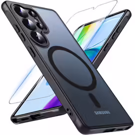 Kuaguozhe Coque pour Samsung Galaxy S25 Ultra avec MagSafe, Magnétique Coque Samsung S25 Ultra avec Verre Trempé, Antichoc Protection Caméra Protecteur Etui Housse Case pour Samsung S25 Ultra (Noir)