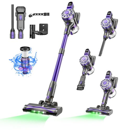 Aspirateur Balai sans Fil 180W/25Kpa,55Mins Aspirateur sans Fil Puissant,Manche léger 6 en 1 - Blossom