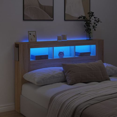 Tête De Lit Led Sonoma Chêne 160x18,5x103,5 Cm Bois Contreplaqué