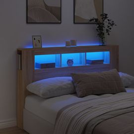 Vidaxl Tête De Lit À Led Chêne Sonoma 160x18,5x103,5cm Bois Ingénierie