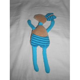 Doudou Lapin Chien Lama Kangourou Bleu Et Marron Poche Rayé On Chuchote A Mon Oreille Blanchet Peluche