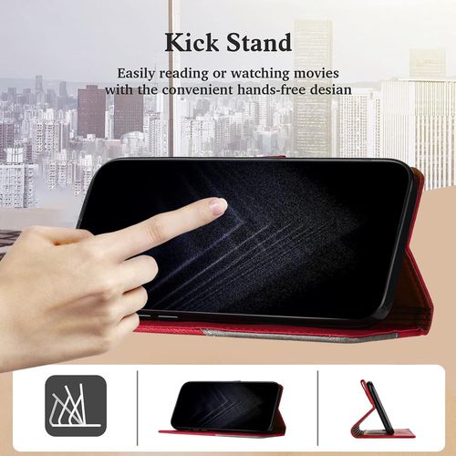 Étui Pour Oppo Realme 8 / Realme 8 Pro, Housse En Cuir Pu Avec [Protection Antichoc Tpu] [Fonction Support] [Porte-Cartes] Antichoc Magnétique Coque Pour Realme 8 - Rouge