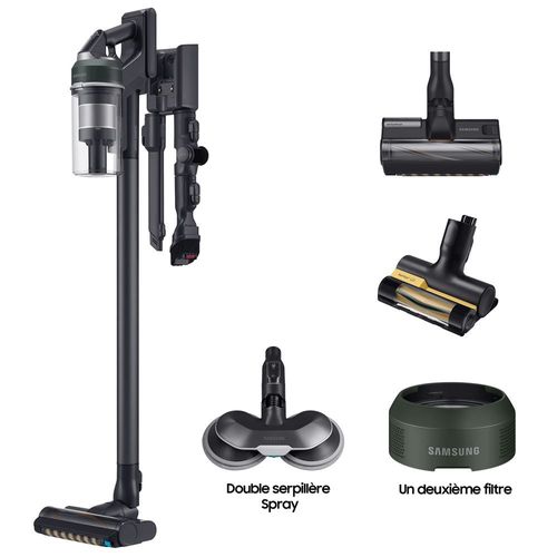 Pack Aspirateur Balai Samsung Jet 85 Pet Vert + Double Serpilliere Spray + 2eme Filtre A Particules Fines