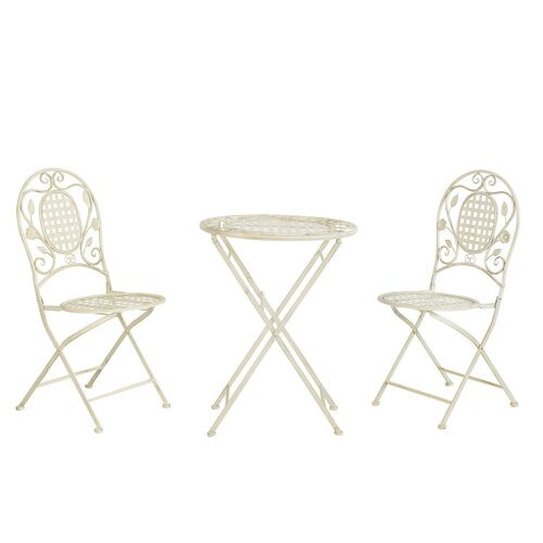 Sobuy Ogt35-W 3pcs Salon De Jardin 2 Personnes - 2 Chaises De Jardin + 1 Table Bistrot Pliantes Ensemble De Jardin Table Ronde