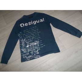 Tee Shirt Desigual Bleu Outremer Et Écritures Multicolores M Tbe