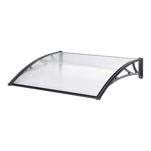 Auvent De Porte D'entrée Design Marquise D'accueil Résistante Aux Intempéries 150 X 100 Cm Noir Transparent Helloshop26 03_0006386