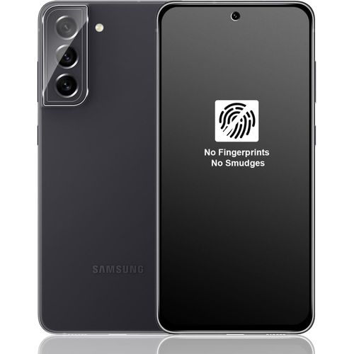 Lot 2 Verres Trempés Mats Pour Samsung Galaxy S21 Fe + 2 Protecteurs Caméra Arrière, 9h 0,33 Mm, Anti-Reflets & Anti-Traces, Bords Arrondis, Kit De Nettoyage