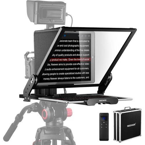 NEEWER Téléprompteur X17 II avec Télécommande RT113/Contrôle APP, Séparateur Faisceau HD 17" Cadre en Métal Support Amélioré Plaque QR Compatible avec 501PL iPad iPhone, Max.44,1lb, sans Assemblage