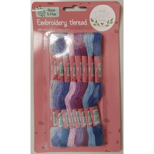 8 Échevettes Fils À Broder Ton Gris Mauve Violet Bleu...- Pour Broderie Point De Croix Bracelet Brésilien Tricotage...