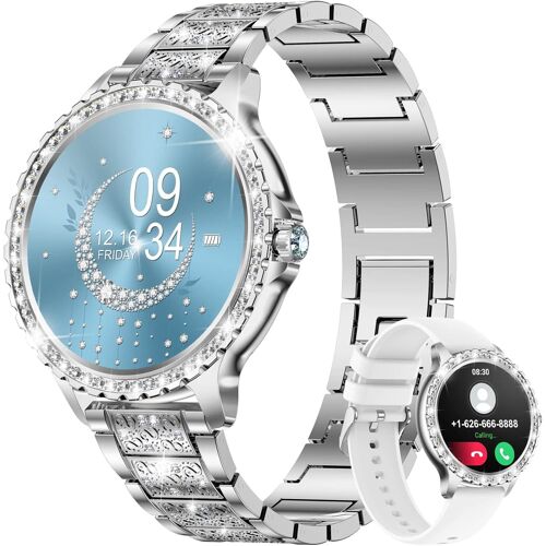 Montre Connectée Femme avec Appel Bluetooth, 1.32"" Diamond Smartwatch Féminine Etanche avec 20 Modes Sportifs Podometre Sommeil pour iOS et Android