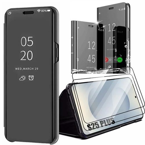 Coque + 2 Verres Trempés Pour Samsung Galaxy S25 Plus (S25+) Noir Anti-Rayures Elégante Protection 360 - E.F.Connection