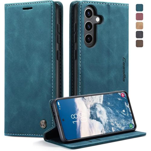 Kalanka-Coque Samsung Galaxy S24 5g, Housse Antichoc En Cuir Pu Premium Fentes Cartes Etui Pochette De Portefeuille Avec Fonction Support Case À Rabat Pour Samsung Galaxy S24 5g -Bleu Vert