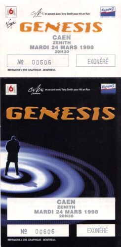 Ticket Billet Place Concert Unused Genesis 1998 Caen