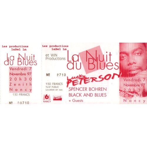 Ticket Billet Place Concert Unused Lucky Peterson 1997 Nancy