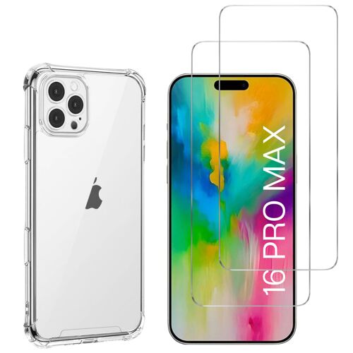 Coque antichoc pour iPhone 16 PRO MAX et 2 Verres Trempé Film Protection Ecran Phonillico®