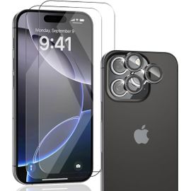 Verre Trempé Pour Iphone 16 Pro , Iphone 16 Pro Protection D'écran 2 Pièces Et Iphone 16 Pro Verre Trempé D'objectif Protecteur 1 Pièces. 9h Dureté, Hd Film Verre[Trempe10112]