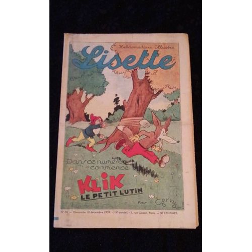 Revue Lisette Numéro 50 Du Dimanche 10 Décembre 1939 Klik Le Petit Lutin