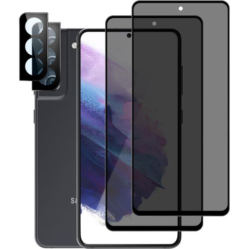 Sjzg-Protection D'écran Anti-Espion Pour Samsung Galaxy S21 Fe [2+2 Pièces] Verre Trempé Privacy Écran Protection + Camera Lens Protection Film Pour Samsung Galaxy S21 Fe