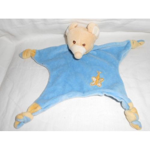 Doudou Souris Plat Etoile Noeud Abeille Brode Jaune Bleu Foulars Bandana Maxita