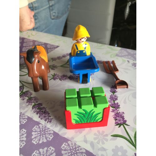 Playmobil 123 : Fermier Avec Cheval, Brouette