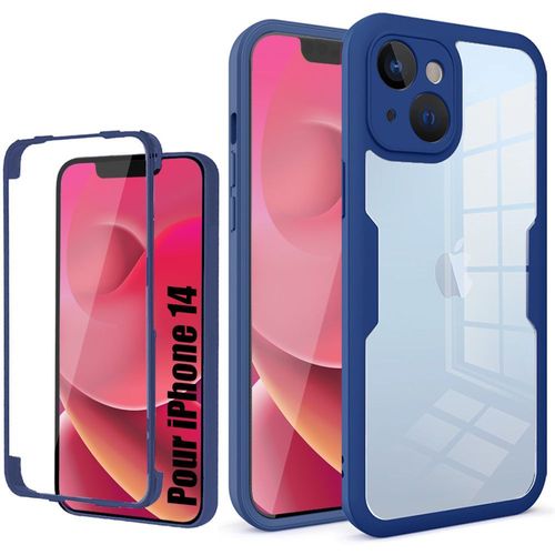 Coque Integrale iPhone 14 Protection Hybride Bleu