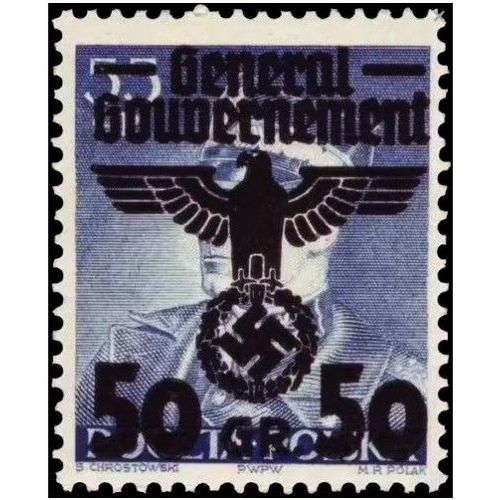 Pologne, Occupation Allemande 1940, General Gouvernement, Beau Timbre Neuf* Yvert 44, Timbre Polonais D'Avant Guerre Surchargé Grand Aigle, Croix Gammée Et Nouvelle Valeur.