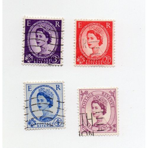 Royaume-Uni- Lot De 4 Timbres Oblitérés- Reine Elizabeth