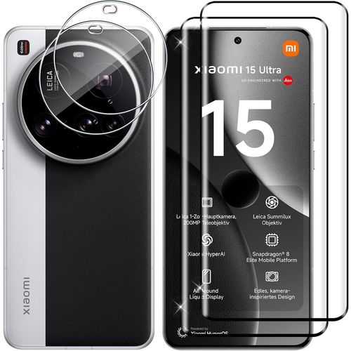 Kal-Verre Trempé Pour Xiaomi 15 Ultra/Mi 15 Ultra, 2+2 Pièces 3d Protection Écran + Caméra Arrière Protecteur Film, 9h Dureté Hd Anti-Rayures Sans Bulles Vitre Trempé Protecteurs D'écran