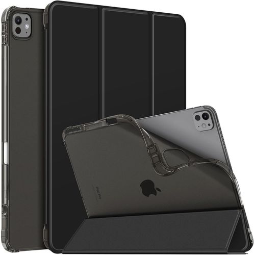 Coque Pour Ipad Pro 13 Pouces 2024 M4 - [Rangement De Stylet] Coque Transparente Givrée, Housse Arrière Souple En Tpu, Étui Fin Et Léger, Noir[Pad5128255]