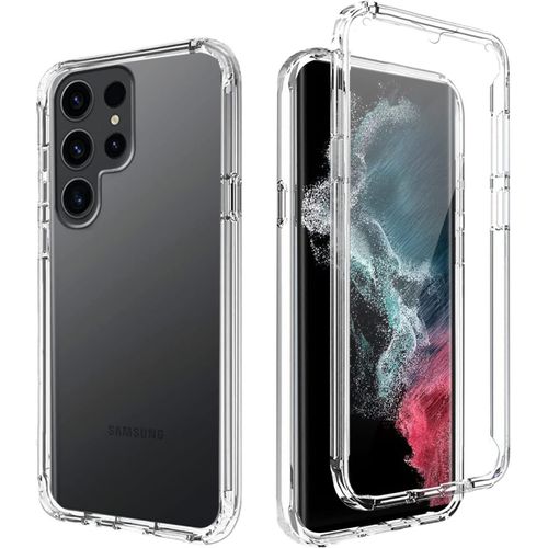 Générique Coque Pour Samsung Galaxy S22 Ultra 5g, Transparente Housse 360 Degré Antichoc Silicone Bumper Doux Avant + Rigide Arrière Integrale Anti-Rayures Full Body Protection Etui - Clair