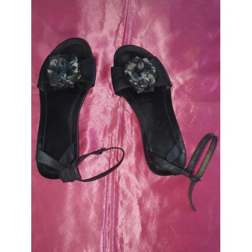 Sandales Grises Cuir Et Fleurs - 38