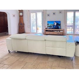 Canapé En Cuir Blanc Ivoire 3 Places