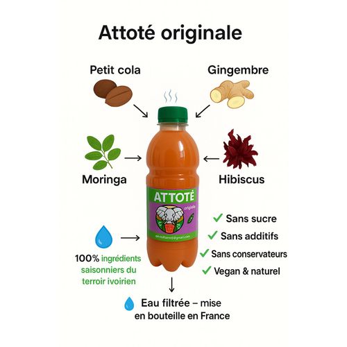 Attoté Original Bouteille Transparente Avec Qr Code 100 % Naturel 🇨🇮