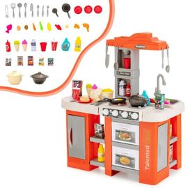 Costway Cuisine Enfants 67 Accessoires De Dinettes - Effect Son, Lumières, Vapeur Et Ebullition Pour 3 Ans+ Orange