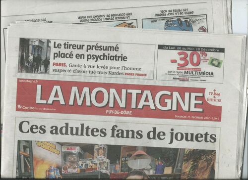 Journal La Montagne 25/12/2022 Ces Adultes Fans De Jouets, Alexandre Astier, Patrick Prugne, Jenifer, Peter Franzen
