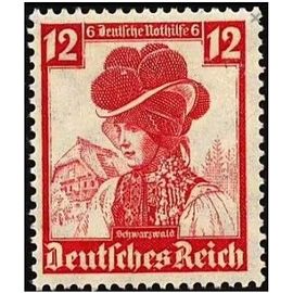 Allemagne, 3ème Reich 1935, Très Beau Timbre Neuf** Luxe Yvert 552, Au Profit Du Secours D'Hiver, Costume Et Coiffe De Forêt Noire, Filigrane Croix Gammées. -