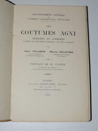 Afrique Côte D'Ivoire - R. Villamur - Les Coutumes Agni E.O. Rare 1904