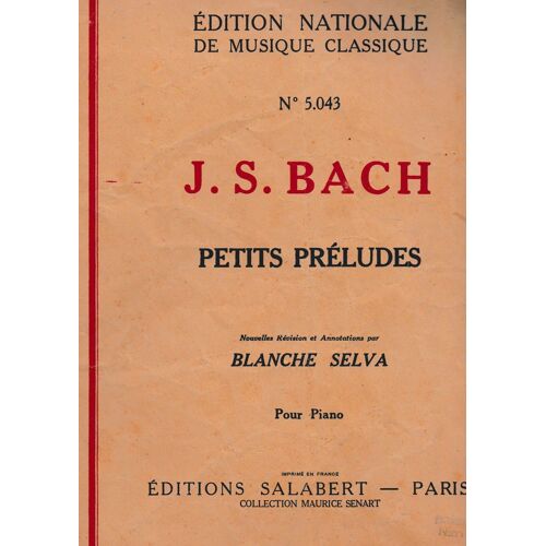 J. S. Bach Petits Préludes Blanche Silva Piano Salabert