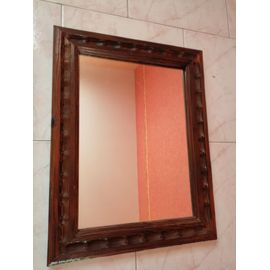 miroir rectangle cadre en bois marron 60 x 47 cm