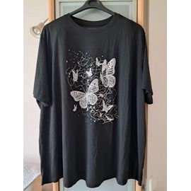 T-Shirt Taille 54-56 Noir Papillon Blanc